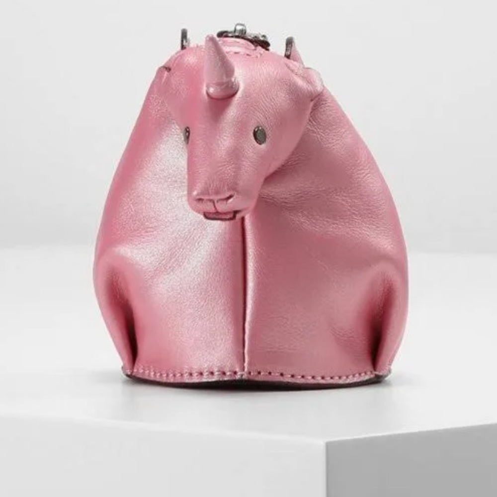 Coach Pearl Metallic Pink Leather Unicorn Zip Coin Purse Bag Charm 22939 NWT - Picture 13 of 14